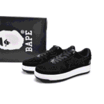 BAPESTA Suede Black Low Top Sneakers