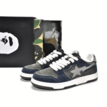 BAPESTA Sk8 Low Grey-Navy Shoes