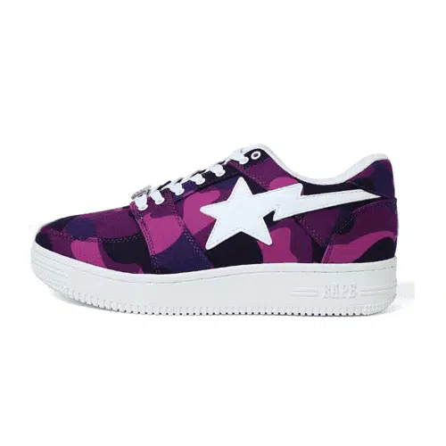 Purple-bapesta-Camo-shoes.webp BAPESTA Mid Camo Purple Shoes
